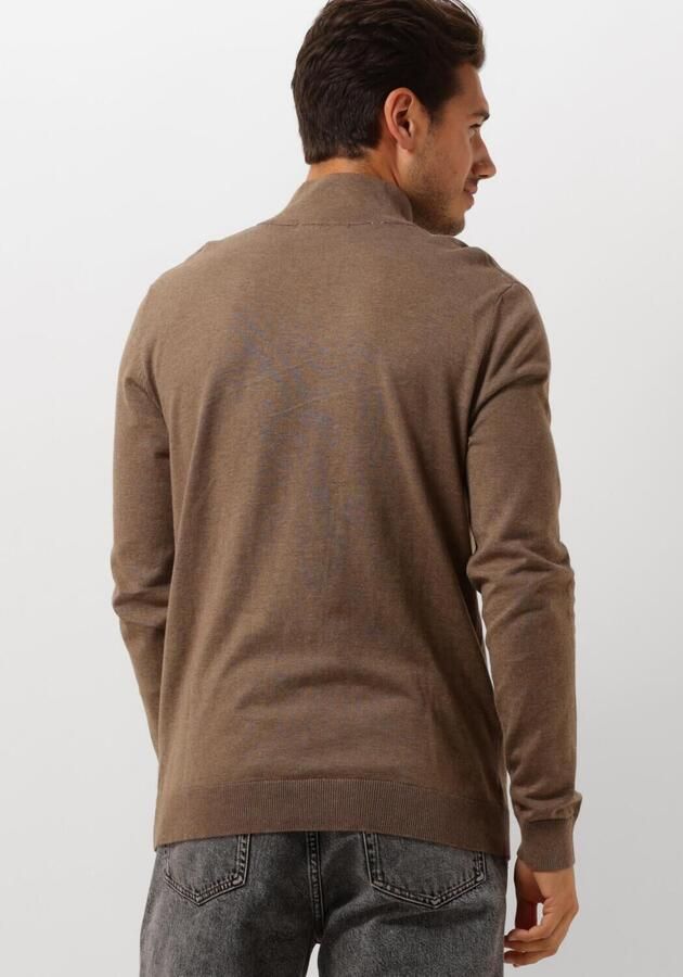 SELECTED HOMME Heren Truien & Vesten Slhberg Half Zip Cardigan Noos Bruin