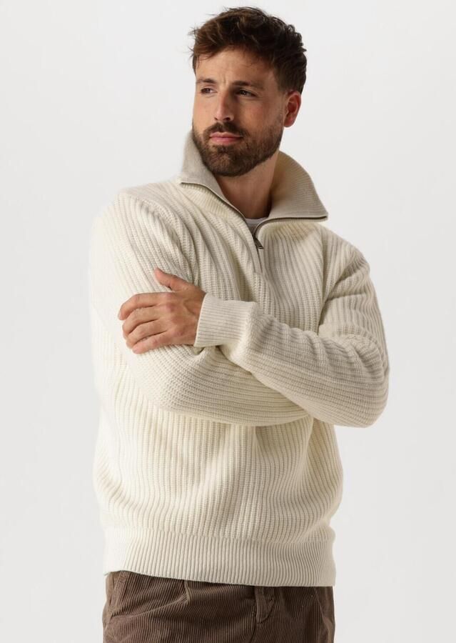 SELECTED MEN Heren Truien & Vesten Slhland Ls Knit Half Zip Ecru - Foto 4