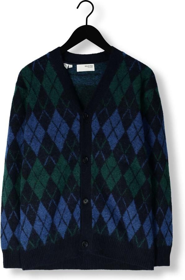 SELECTED HOMME Heren Truien & Vesten Slhrai Ls Knit Relaxed Argyle Cardigan Donkerblauw - Foto 3