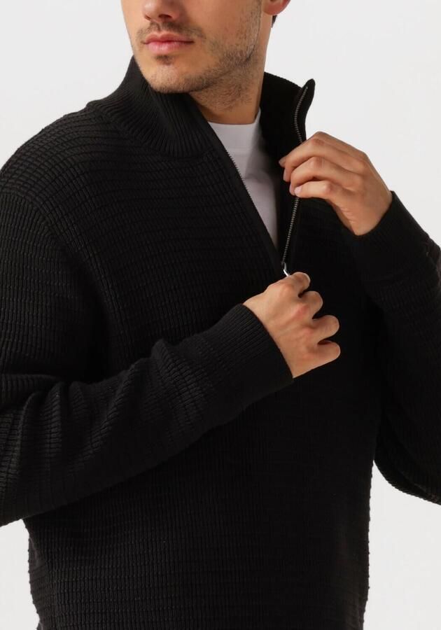 SELECTED HOMME Heren Truien & Vesten Slhtheo Ls Knit Structure Half Zip Zwart - Foto 2