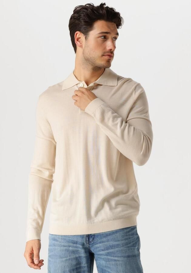 SELECTED HOMME Heren Truien & Vesten Slhtray Ls Knit Merino Polo Beige - Foto 4