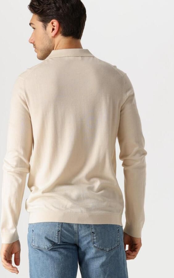 SELECTED HOMME Heren Truien & Vesten Slhtray Ls Knit Merino Polo Beige - Foto 2