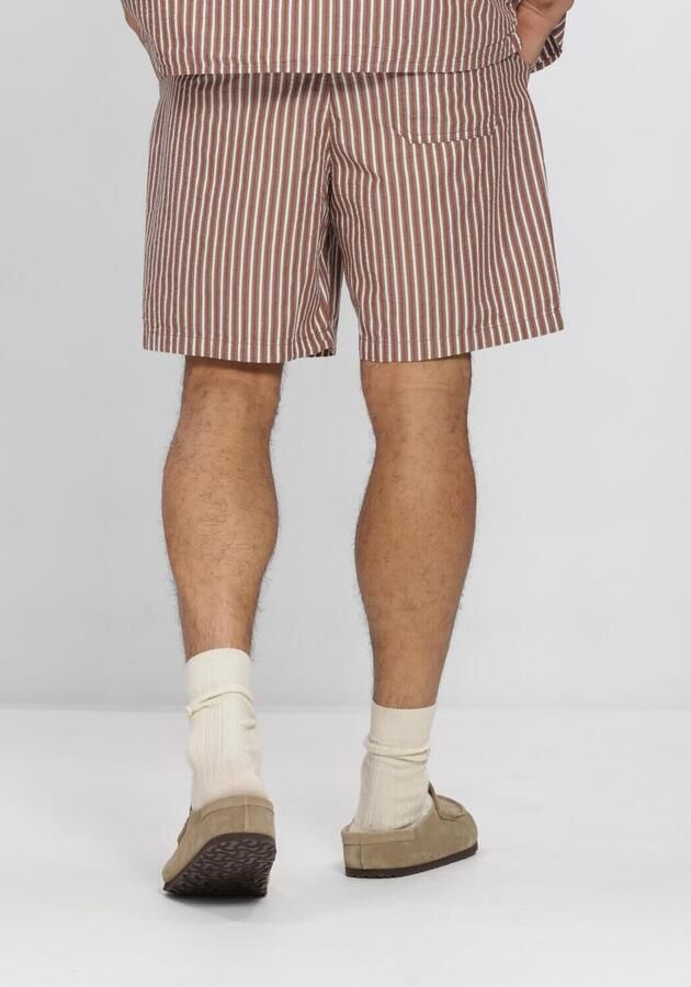 SELECTED MEN Heren Broeken Slhregstuart Seersucker Shorts Bruin - Foto 3