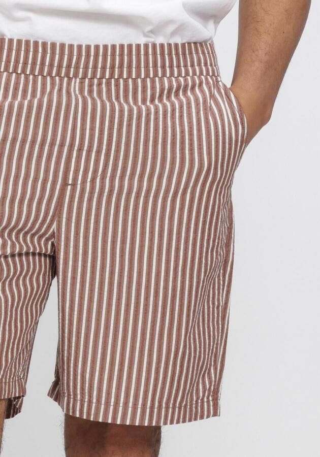 SELECTED MEN Heren Broeken Slhregstuart Seersucker Shorts Bruin - Foto 4