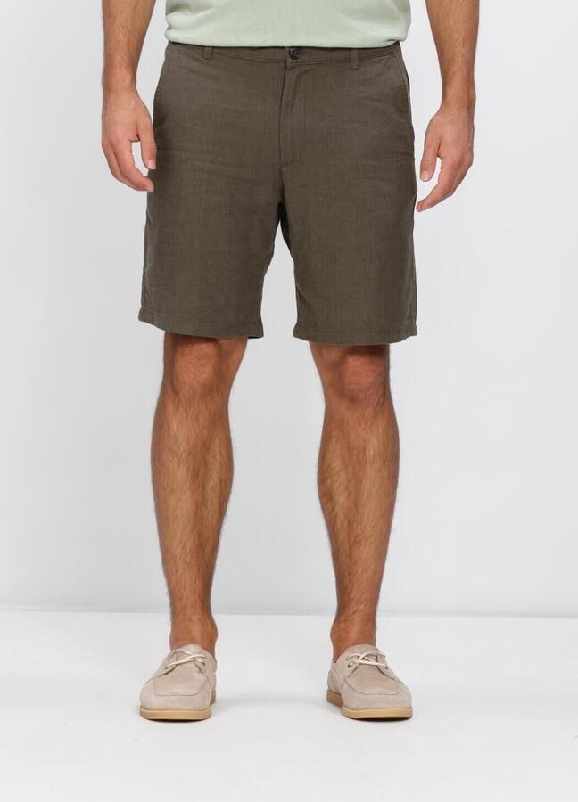 SELECTED MEN Heren Broeken Slhregular-brody Linen Bld Shorts Noos Olijf