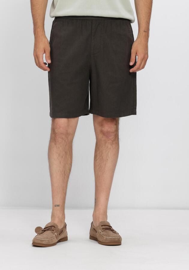 SELECTED MEN Heren Broeken Slhregular-harvey Linen Blend Shorts Donkergrijs