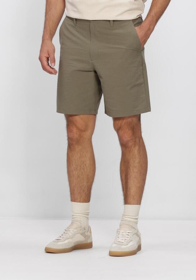 SELECTED MEN Heren Broeken Slhregular-karl Seersucker Shorts Noos Olijf