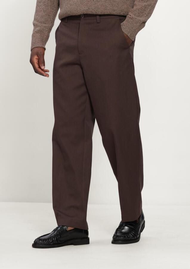 SELECTED MEN Heren Broeken Slm220-loose Luke Wool Blend Pant Bruin