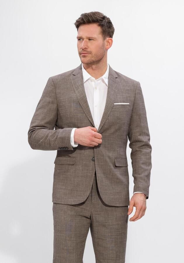 SELECTED MEN Heren Colberts Slhslim-oasis Linen Blz Noos Taupe