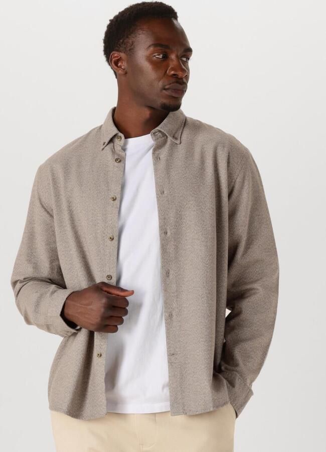 SELECTED MEN Heren Overhemden Slhregnoag Mix Bdwn Ls Shirt Camp Beige - Foto 4