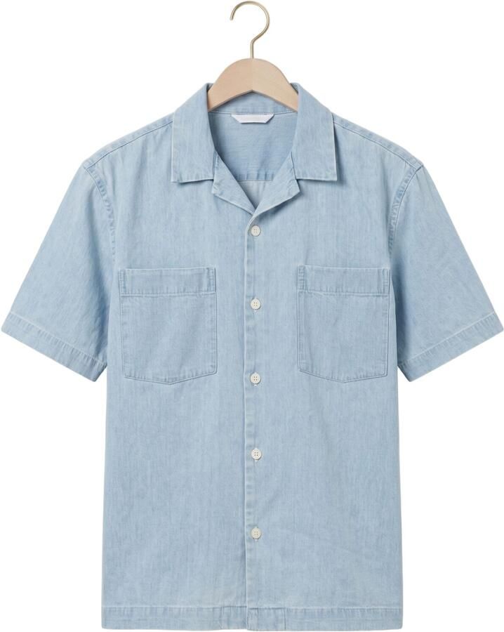 SELECTED MEN Heren Overhemden Slhrlxcarlo Denim Ss Shirt Resort Lichtblauw - Foto 2