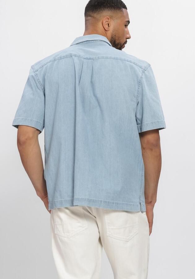 SELECTED MEN Heren Overhemden Slhrlxcarlo Denim Ss Shirt Resort Lichtblauw - Foto 4