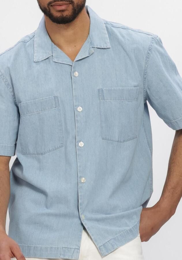 SELECTED MEN Heren Overhemden Slhrlxcarlo Denim Ss Shirt Resort Lichtblauw - Foto 3