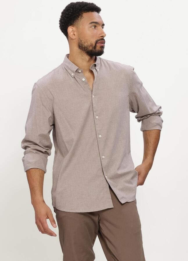 SELECTED MEN Heren Overhemden Slmregcole Jay Melange Ls Shirt Noos Beige