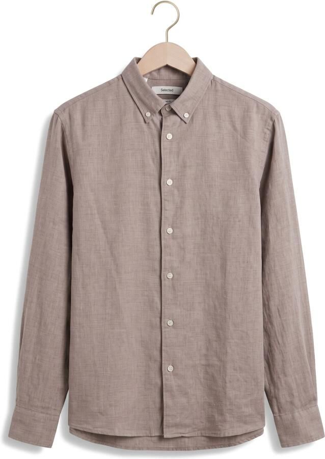 SELECTED MEN Heren Overhemden Slmregcole Jay Melange Ls Shirt Noos Beige - Foto 2
