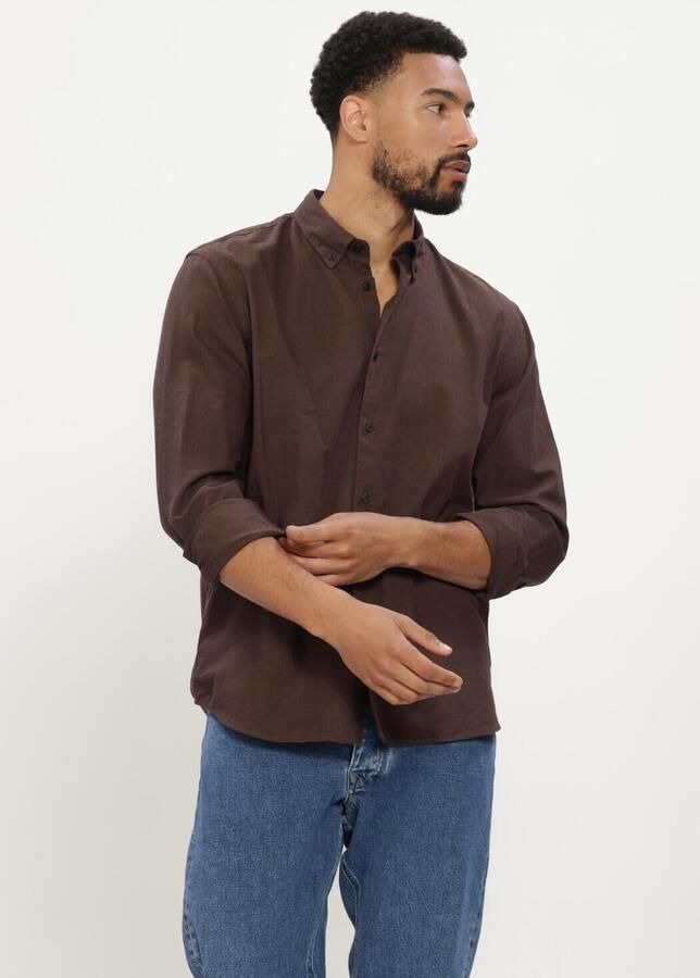 SELECTED MEN Heren Overhemden Slmregcole Jay Melange Ls Shirt Noos Bruin