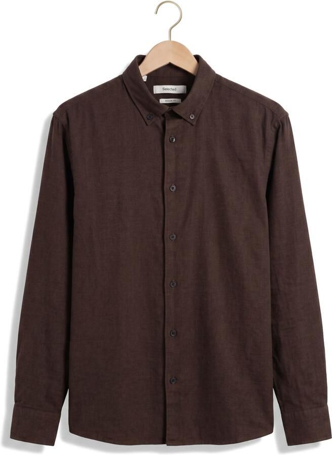 SELECTED MEN Heren Overhemden Slmregcole Jay Melange Ls Shirt Noos Bruin - Foto 2