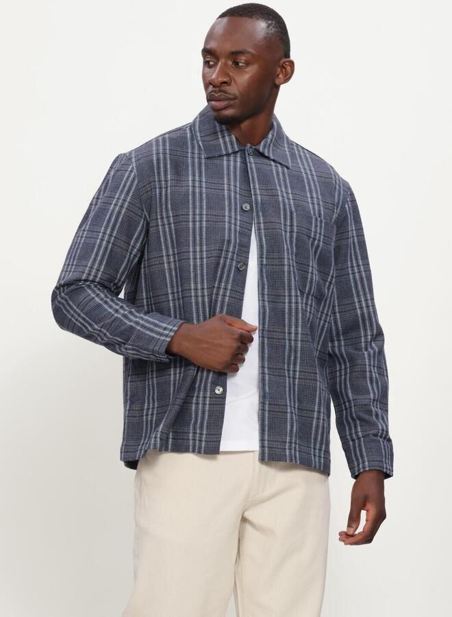 SELECTED MEN Heren Overhemden Slmrlxsvend Wt Check Wool Blend Light Os Blauw
