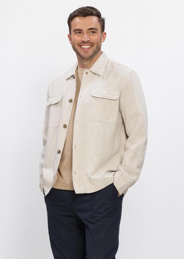 Selected Homme Hemdjack met relaxed fit van mix van katoen en linnen model 'LEROY'