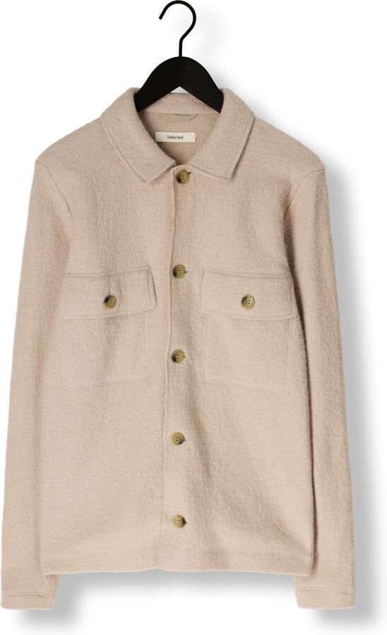 SELECTED MEN Heren Overshirts Slhnealy Ls Knit Workwear Cardigan Beige - Foto 3
