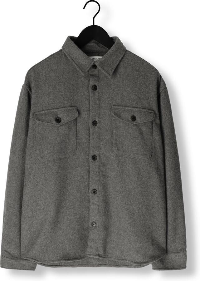SELECTED MEN Heren Overshirts Slhrlxpablo Wool Blend Overshirt Grijs