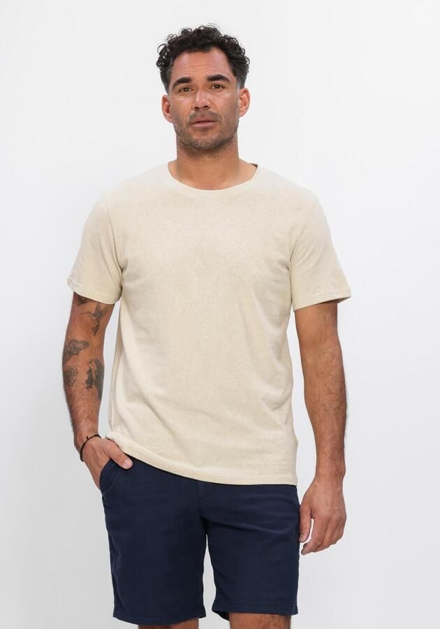 SELECTED MEN Heren Polo's & T-shirts Slhadam Linen Blend Ss Tee Noos Beige