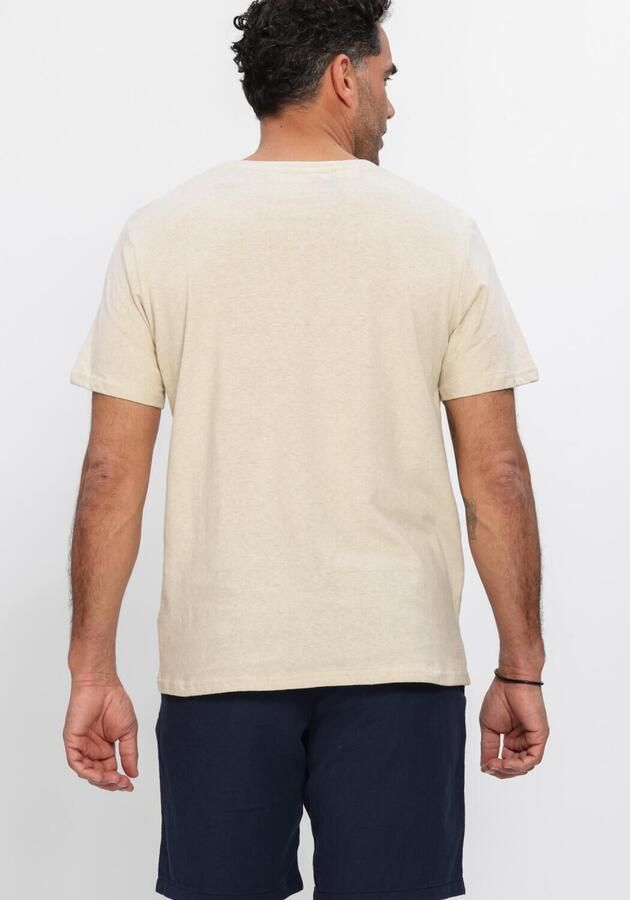SELECTED MEN Heren Polo's & T-shirts Slhadam Linen Blend Ss Tee Noos Beige - Foto 2