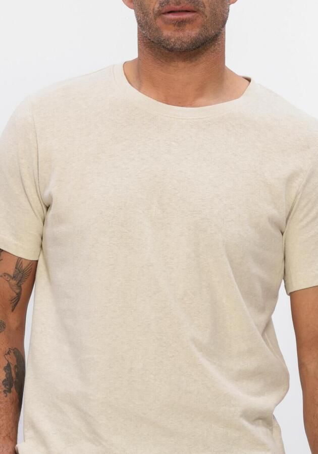 SELECTED MEN Heren Polo's & T-shirts Slhadam Linen Blend Ss Tee Noos Beige - Foto 3