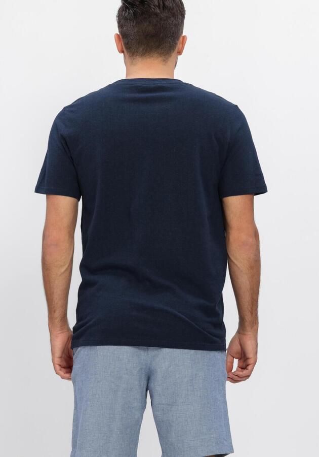 SELECTED MEN Heren Polo's & T-shirts Slhadam Linen Blend Ss Tee Noos Donkerblauw - Foto 2