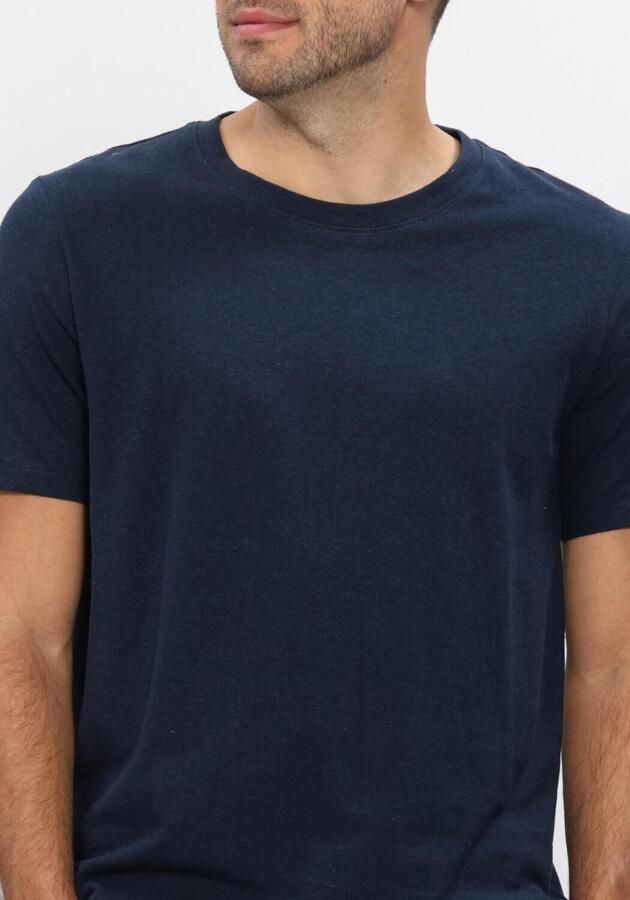 SELECTED MEN Heren Polo's & T-shirts Slhadam Linen Blend Ss Tee Noos Donkerblauw - Foto 3