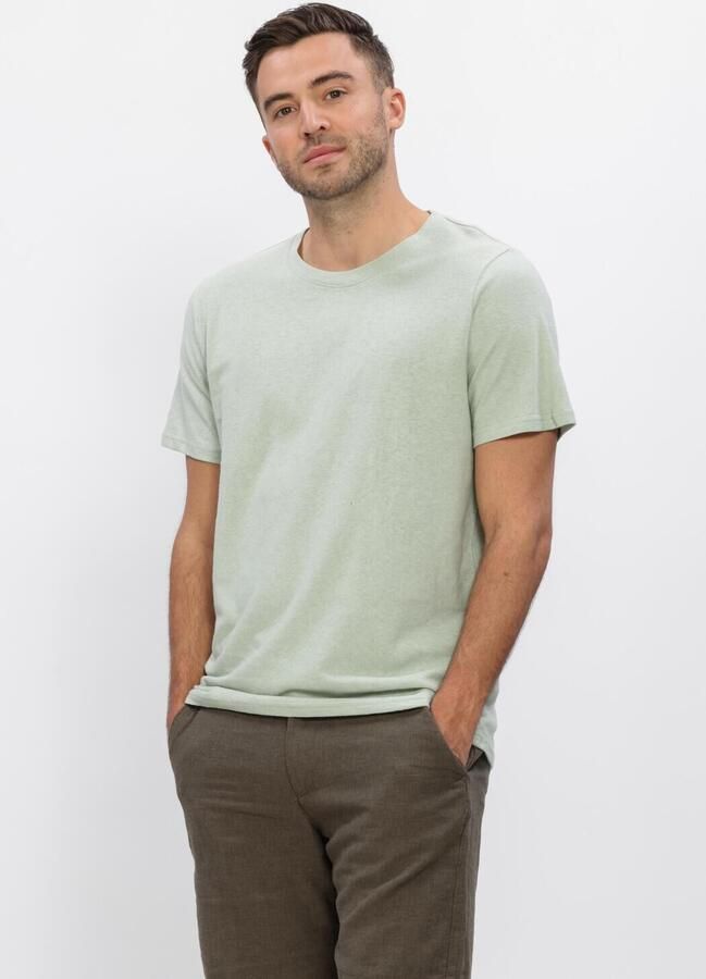 SELECTED MEN Heren Polo's & T-shirts Slhadam Linen Blend Ss Tee Noos Groen