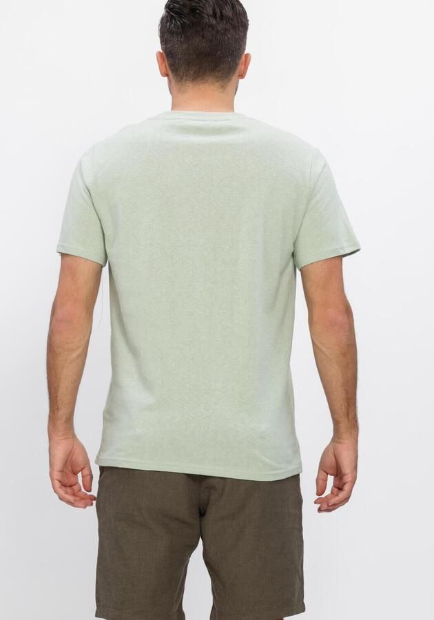 SELECTED MEN Heren Polo's & T-shirts Slhadam Linen Blend Ss Tee Noos Groen - Foto 3