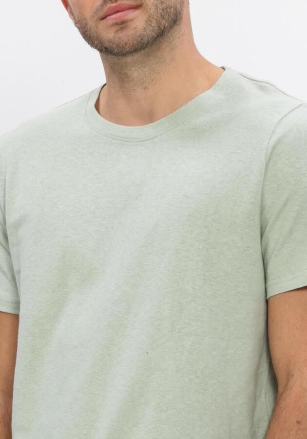 SELECTED MEN Heren Polo's & T-shirts Slhadam Linen Blend Ss Tee Noos Groen - Foto 4