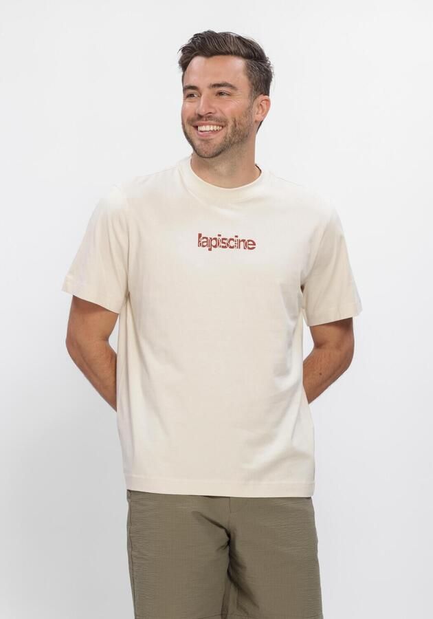SELECTED MEN Heren Polo's & T-shirts Slhaspen Graphic Ss Tee Beige