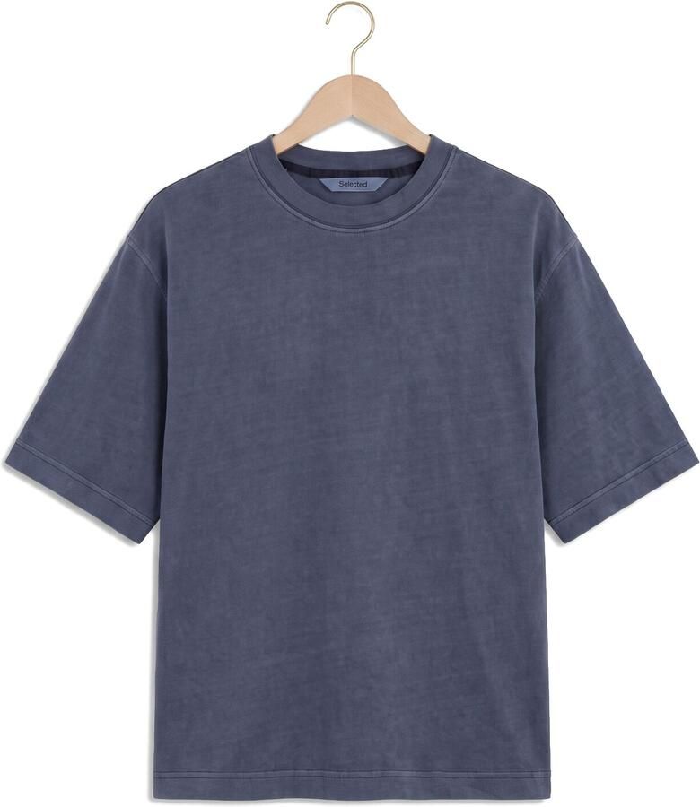 SELECTED MEN Heren Polo's & T-shirts Slhboxycory Ss O-neck Tee Blauw - Foto 2