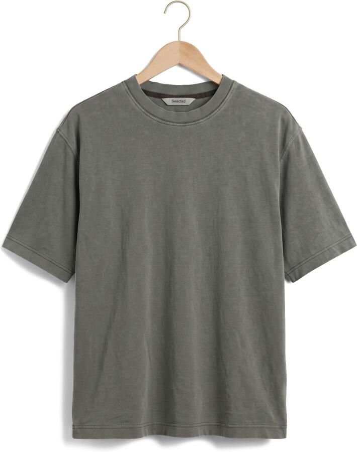 SELECTED MEN Heren Polo's & T-shirts Slhboxycory Ss O-neck Tee Donkergroen - Foto 2