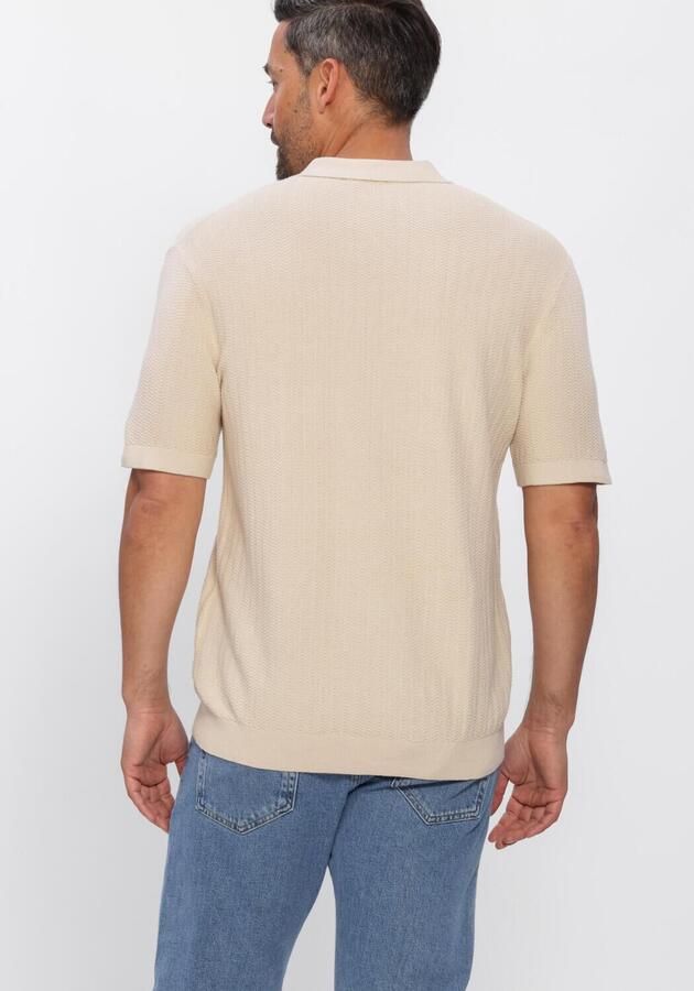 SELECTED MEN Heren Polo's & T-shirts Slhcran Ss Knit Structure Zip Polo Noos Creme - Foto 3