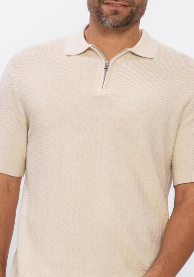 SELECTED MEN Heren Polo's & T-shirts Slhcran Ss Knit Structure Zip Polo Noos Creme - Foto 4
