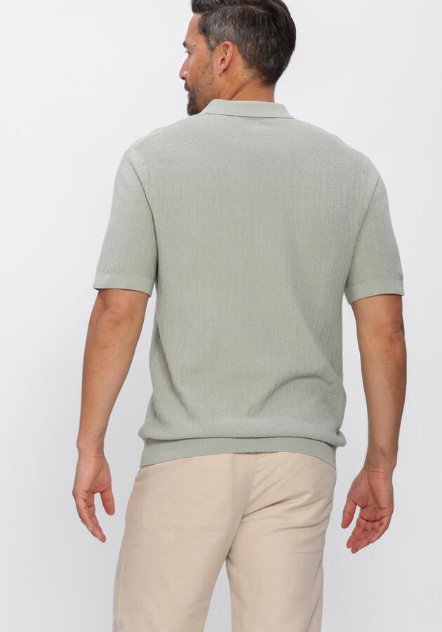 SELECTED MEN Heren Polo's & T-shirts Slhcran Ss Knit Structure Zip Polo Noos Mint - Foto 3