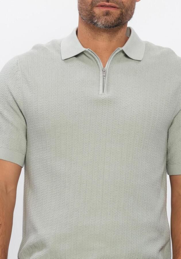 SELECTED MEN Heren Polo's & T-shirts Slhcran Ss Knit Structure Zip Polo Noos Mint - Foto 4