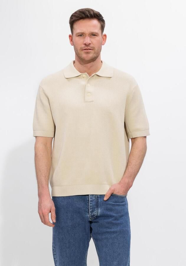 SELECTED MEN Heren Polo's & T-shirts Slhdane Ss Knit Relaxed Polo Noos Creme