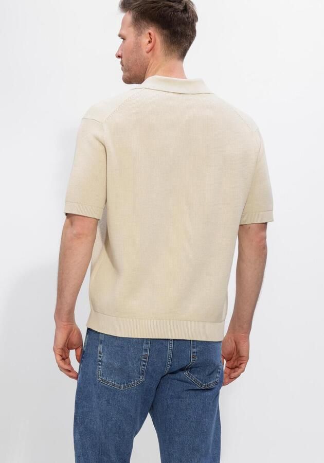 SELECTED MEN Heren Polo's & T-shirts Slhdane Ss Knit Relaxed Polo Noos Creme - Foto 2