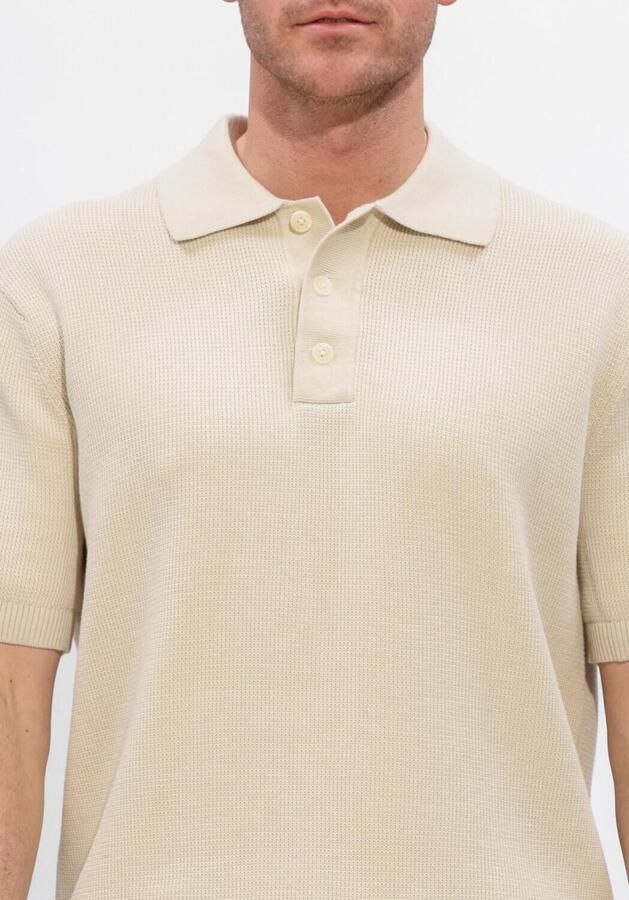 SELECTED MEN Heren Polo's & T-shirts Slhdane Ss Knit Relaxed Polo Noos Creme - Foto 3