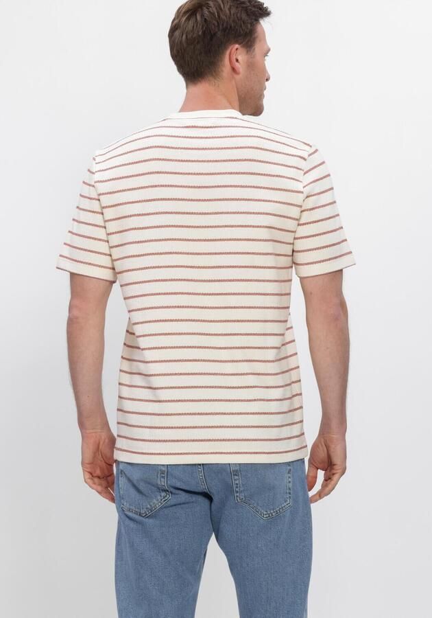SELECTED MEN Heren Polo's & T-shirts Slhdjango Stripe Ss O-neck Tee Creme - Foto 3