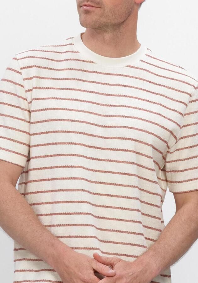 SELECTED MEN Heren Polo's & T-shirts Slhdjango Stripe Ss O-neck Tee Creme - Foto 4