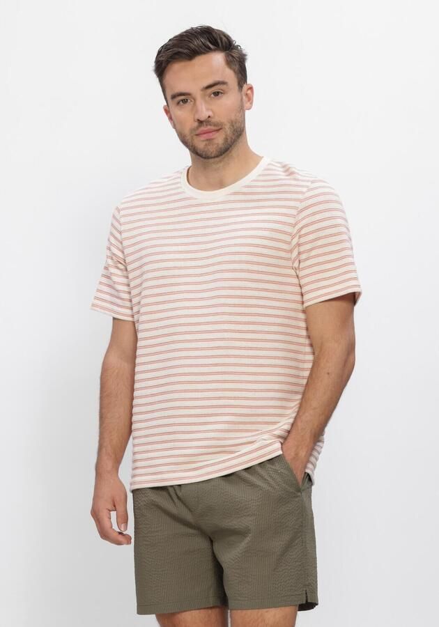 SELECTED MEN Heren Polo's & T-shirts Slhkevin Stripe Ss O-neck Tee Creme