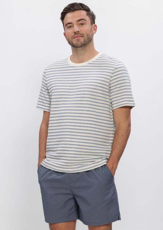 SELECTED MEN Heren Polo's & T-shirts Slhkevin Stripe Ss O-neck Tee Ecru