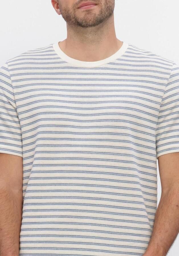 SELECTED MEN Heren Polo's & T-shirts Slhkevin Stripe Ss O-neck Tee Ecru - Foto 4