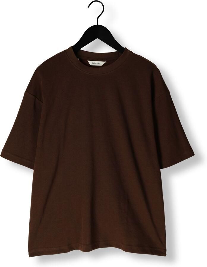 SELECTED MEN Heren Polo's & T-shirts Slhlooseoscar Ss O-neck Tee Noos Bruin - Foto 2