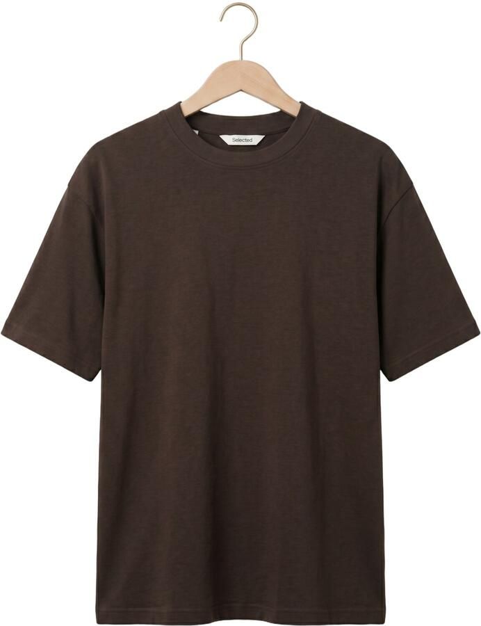 SELECTED MEN Heren Polo's & T-shirts Slhlooseoscar Ss O-neck Tee Noos Bruin - Foto 2